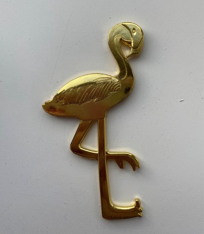Flesopener Flamingo ( Goudkleurig ) 10 x 5.5 cm