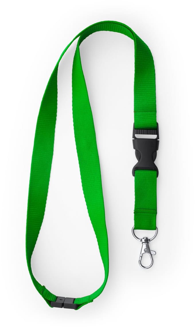 30 Keycord/lanyard koord - groen - met sleutelhanger - 55 cm