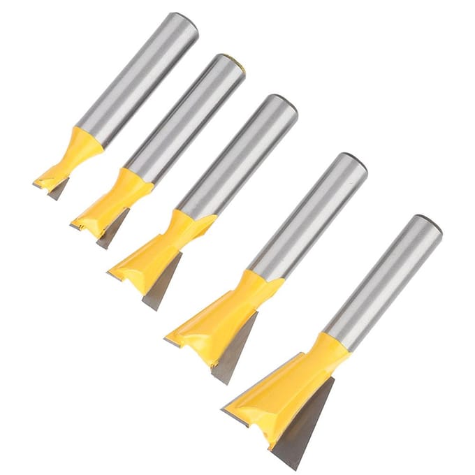 5 Stuks Houtbewerking Zwaluwstaart Bovenfreesbit Zwaluwstaart Eindfreesbit voor Houtbewerking