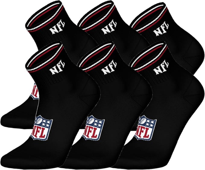 NFL SHIELD Quarter Socks - 6-pack - Zwart - Maat 35/38