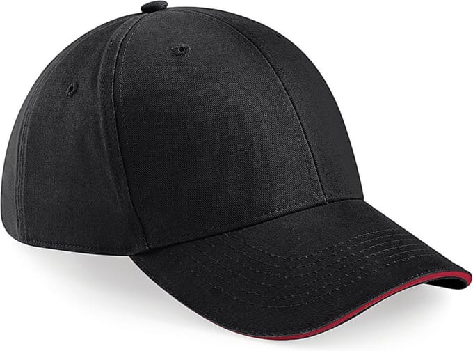 Beechfield Pet Athleisure met 6 panelen B20 - Black / Classic Red - One size