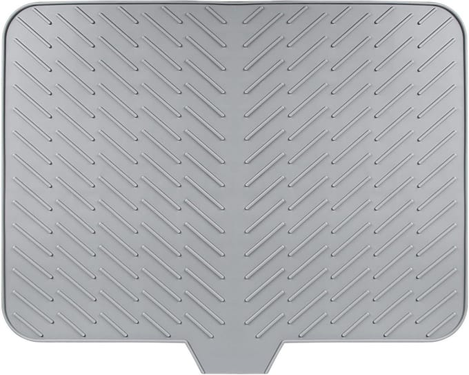 Afdruipmat Keuken - Drainagemat Siliconen - Servies Drogen - Met Afvoer Groeven - 40x30 cm - Grijs