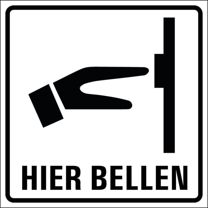 Hier bellen sticker 50 x 50 mm - 10 stuks per kaart