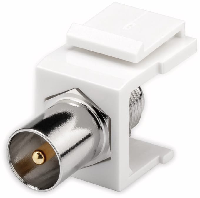 Keystone module F (v) - Coax IEC (m) / wit