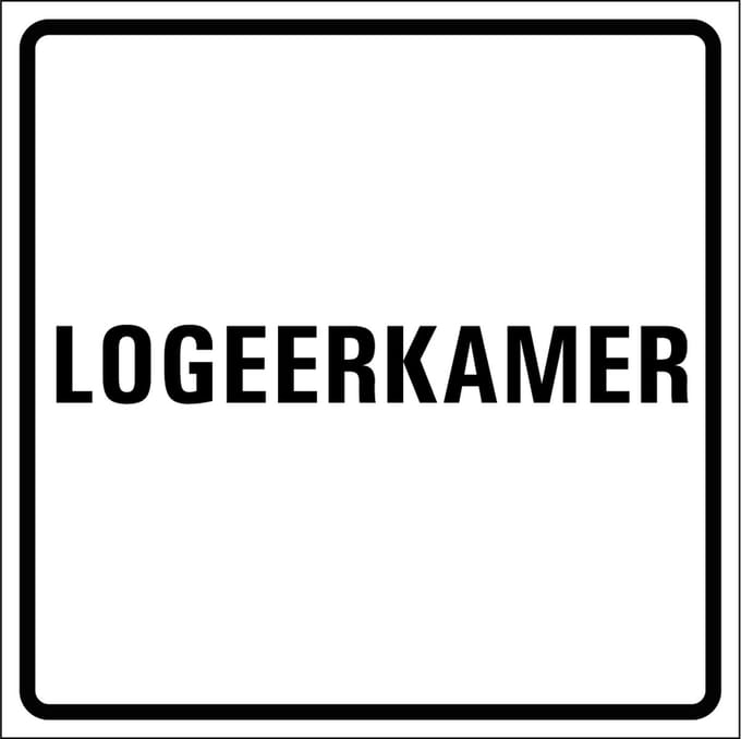 Logeerkamer sticker, wit zwart 200 x 200 mm