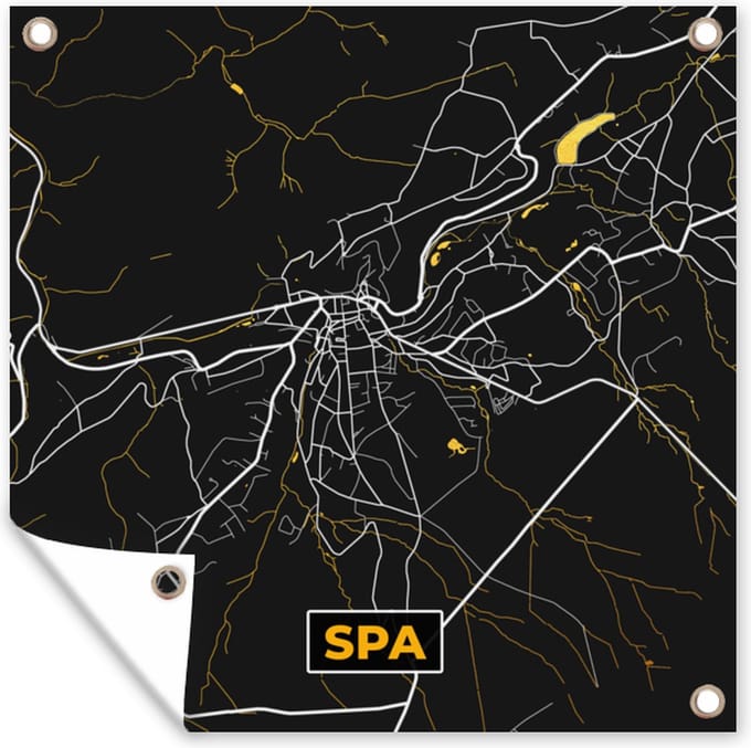 Tuindoek Kaart - Spa - Plattegrond - Goud - Stadskaart - 100x100 cm