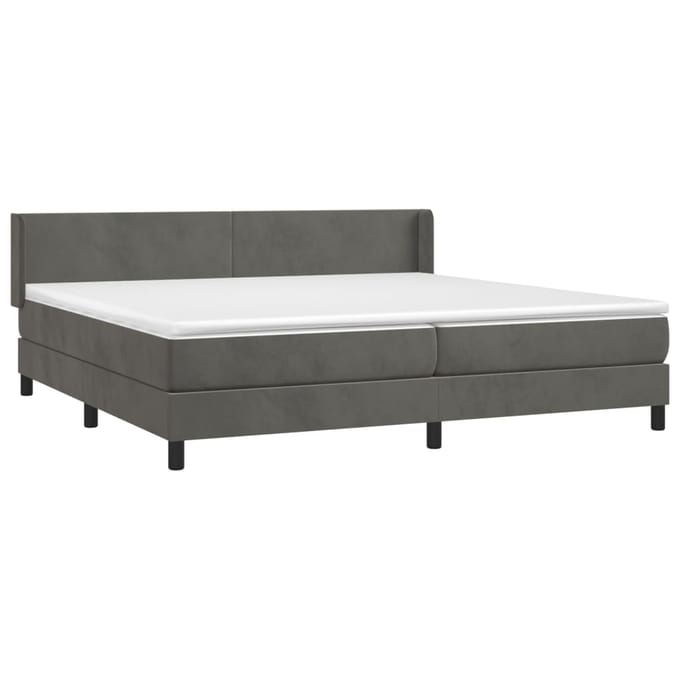 vidaXL - Boxspring - met - matras - fluweel - donkergrijs - 200x200 - cm