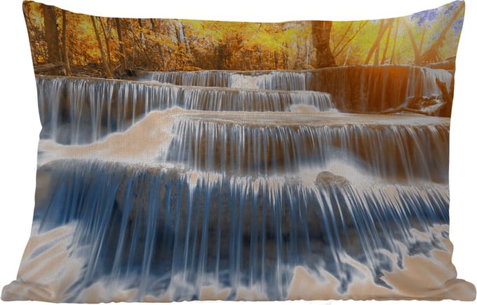 Buitenkussens - Tuin - Waterval - Natuur - Bomen - Herfst - Landschap - 50x30 cm