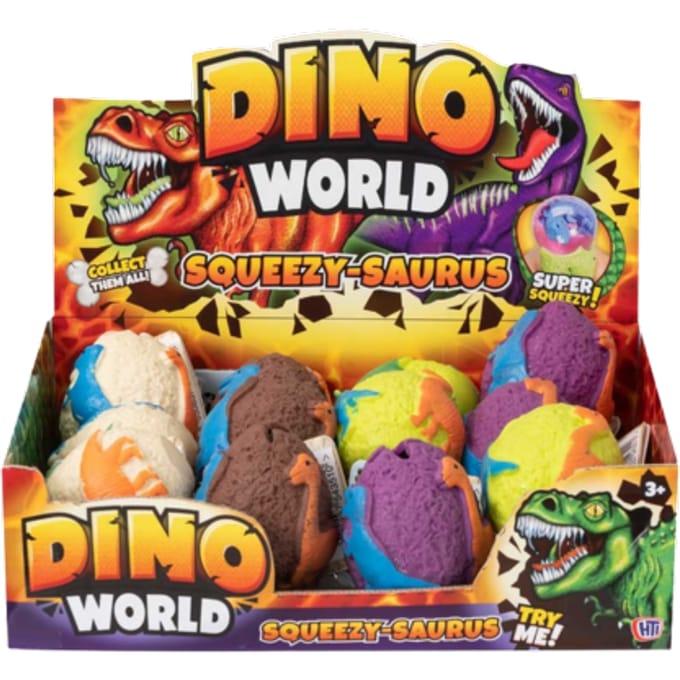 Dino World Squeezy Saurus Squishy Dinosaur Egg Toy - Assorti