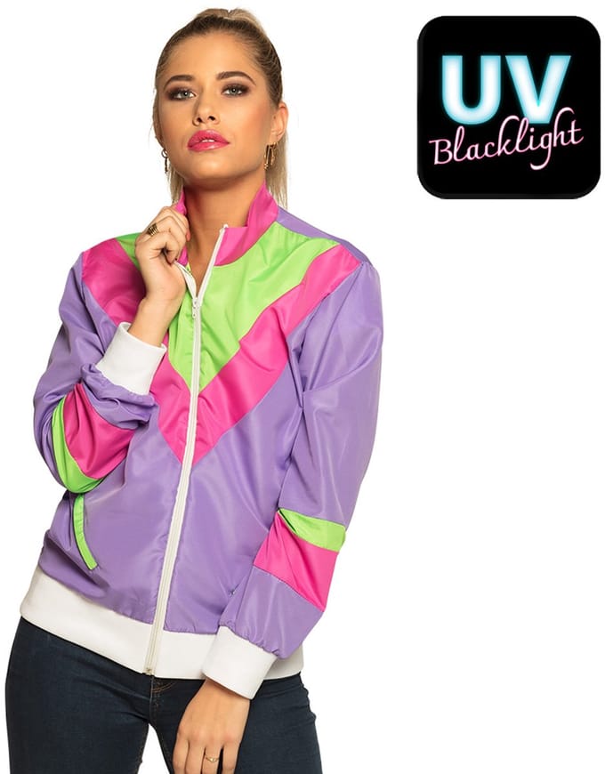 Boland - Trainingsjasje Retro babe paars (L) - Volwassenen - - 80's & 90's - Disco