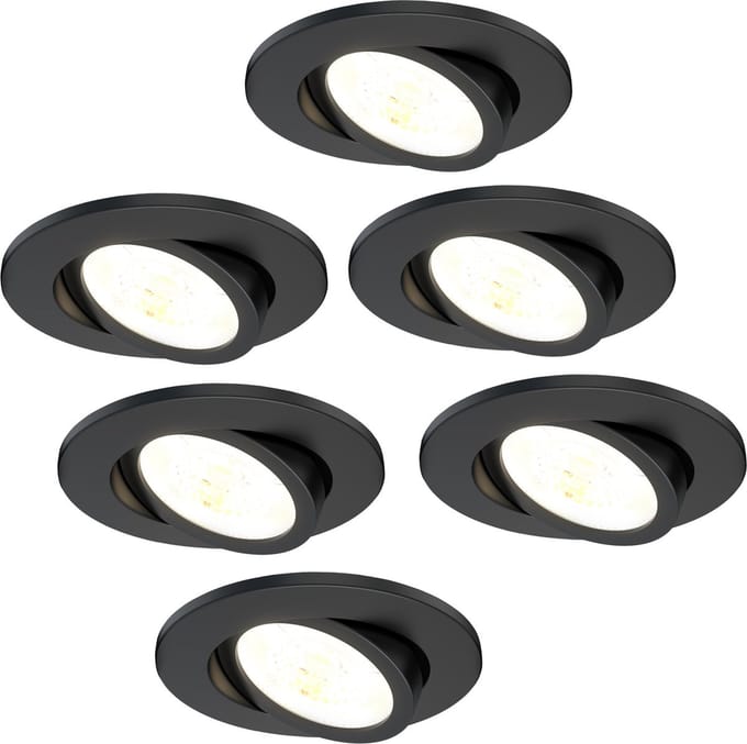 Ledvion - 6X LED Inbouwspot - Zwart - Dimbaar - 7W - IP65 - CCT - COB - Ø90mm