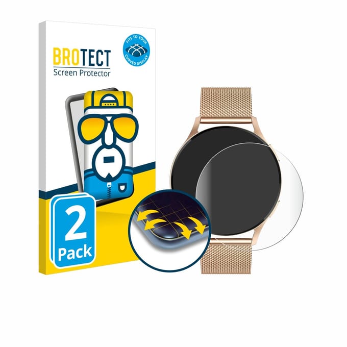BROTECT - Screenprotector voor Levowatch Edgy 1.43" - Folie Beschermfolie transparant volledig dekking - 2 Stuks