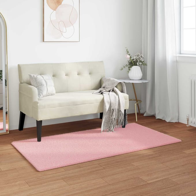 vidaXL - Antislip - vloerkleed - van - imitatie - konijnenbont - OLITE - Roze