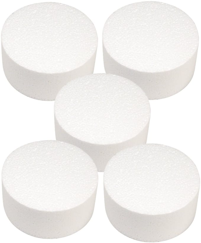 5x Piepschuim schijven 15 cm breed en 7 cm dik - hobby figuren artikelen