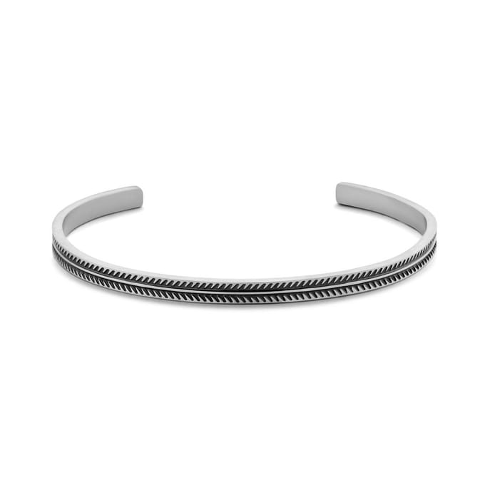 Frank 1967 Bangle – 7FB-0563 - Zwart Patroon – Zilverkleurig Staal – 62x51 mm