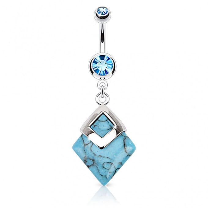 Navelpiercing half edelsteen hanger - Turquoise - LMPiercings