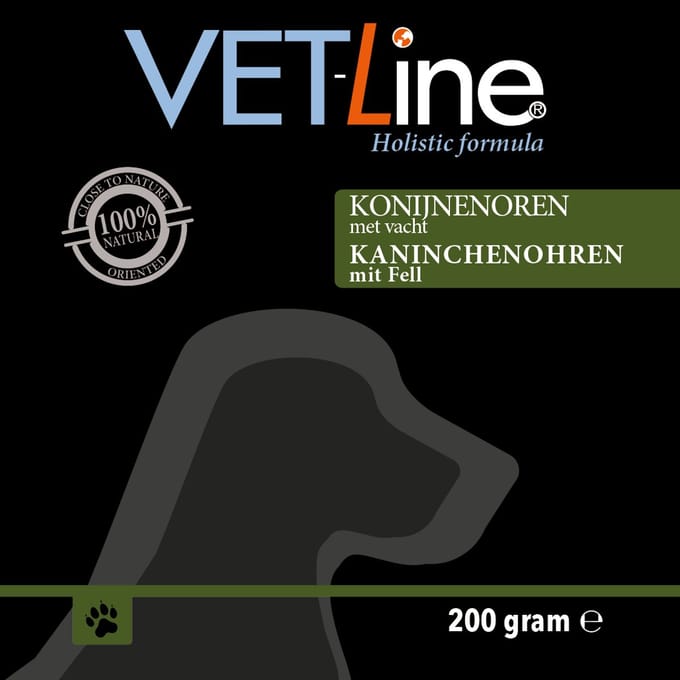 VETLINE - Konijnenoren met vacht - 200 gram