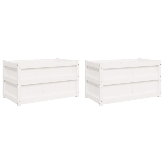 vidaXL - Plantenbakken - 2 - st - cm - massief - grenenhout - wit