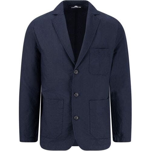 Fynch-Hatton Blazer Uni Color Unconstructed Seersucker Dark Navy / male
