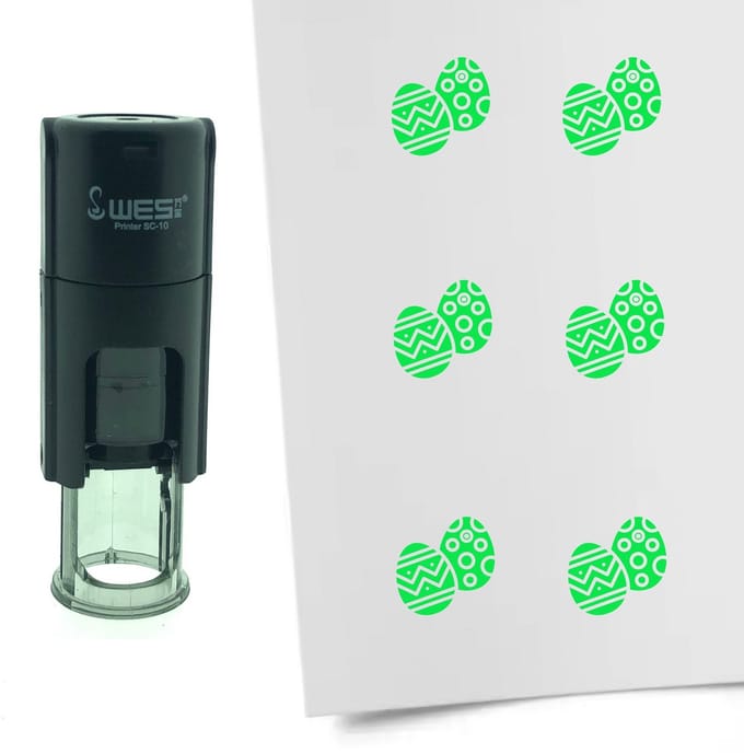 CombiCraft Stempel Paaseieren 10mm rond - groene inkt