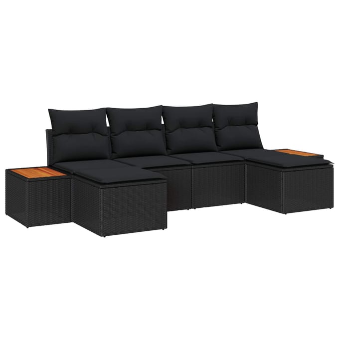 vidaXL Tuin Sofa Set 6 st Zwart poly rattan