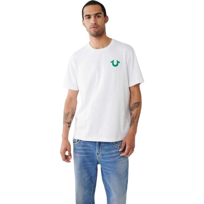 True Religion Heren Heritage T-shirt met rugprint (Optisch Wit)