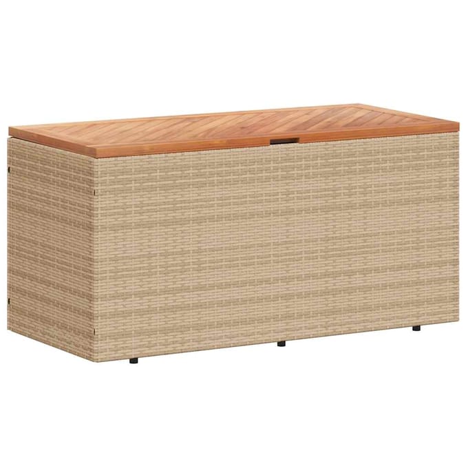 vidaXL - Tuinbox - 110x50x54 - cm - poly - rattan - en - acaciahout - beige