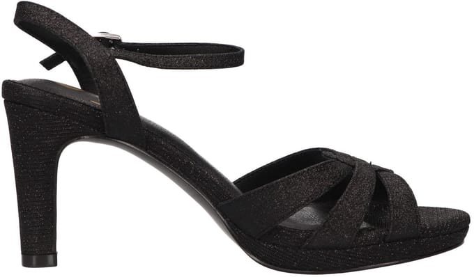 La Strada Sandaal Zwart Glitter Textiel - Damesschoenen - Maat - 36