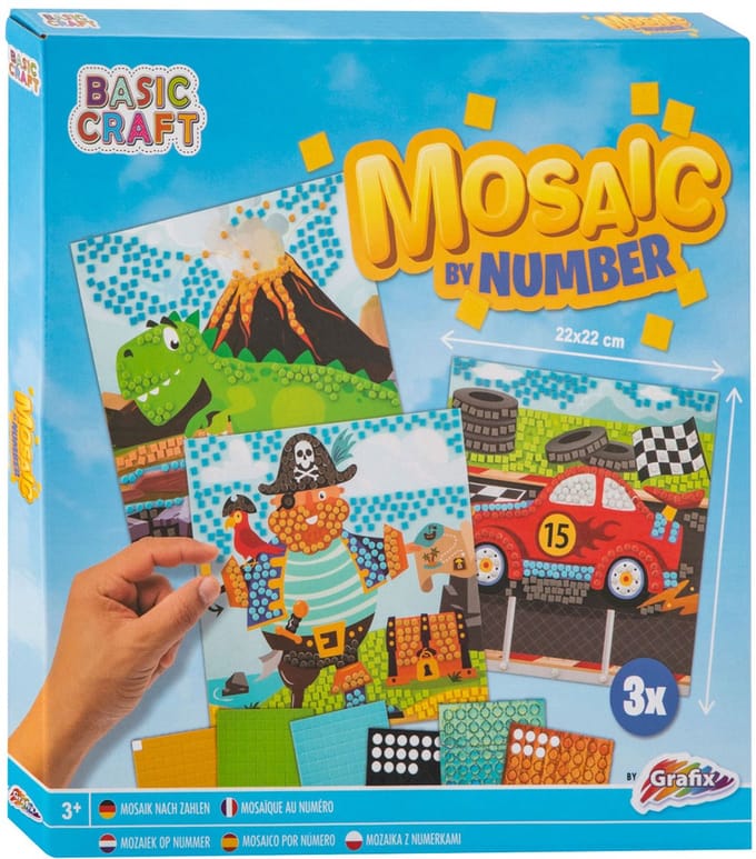Creative Craft Group mozaïek knutselset piraat dino voertuig kinderen.