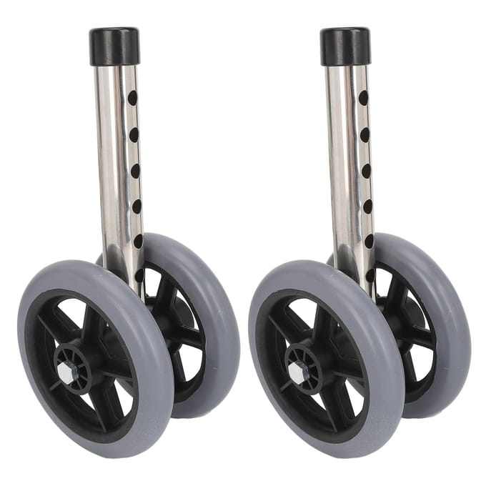 2 stuks Walker vervangingswiel 6 versnellingen in hoogte verstelbaar soepel rollende rollator wielpoten gray
