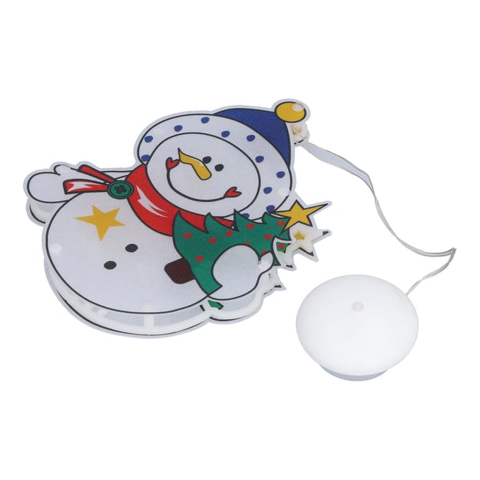 Kerst Sneeuwpop LED Raamlicht Batterijgevoed Hanglicht met Zuignap voor Kerst gray