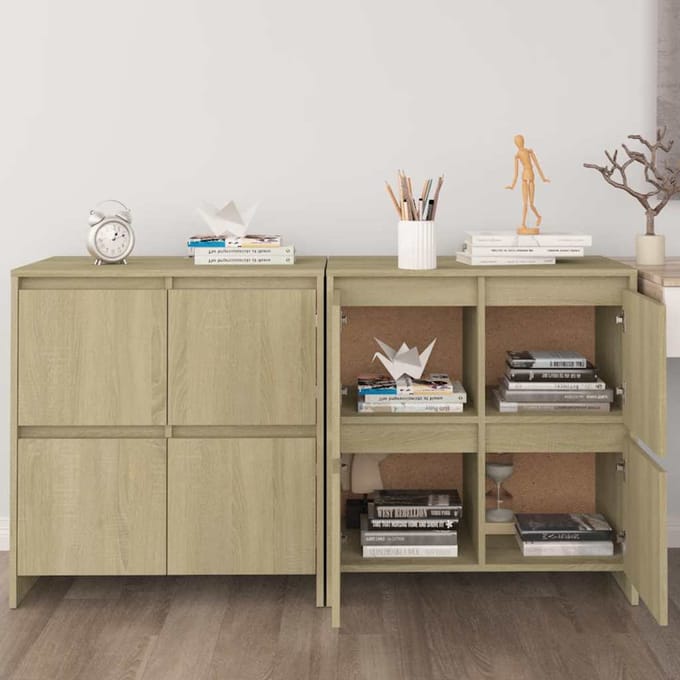 vidaXL - Dressoirs - 2 - st - 70x41x75 - cm - bewerkt - hout - sonoma - eikenkleurig