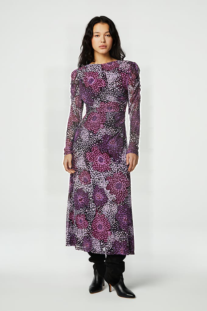 Fabienne Chapot Bella Dress Grape/rioja Maat: S | Midi Jurken Outlet | Dames | Paars