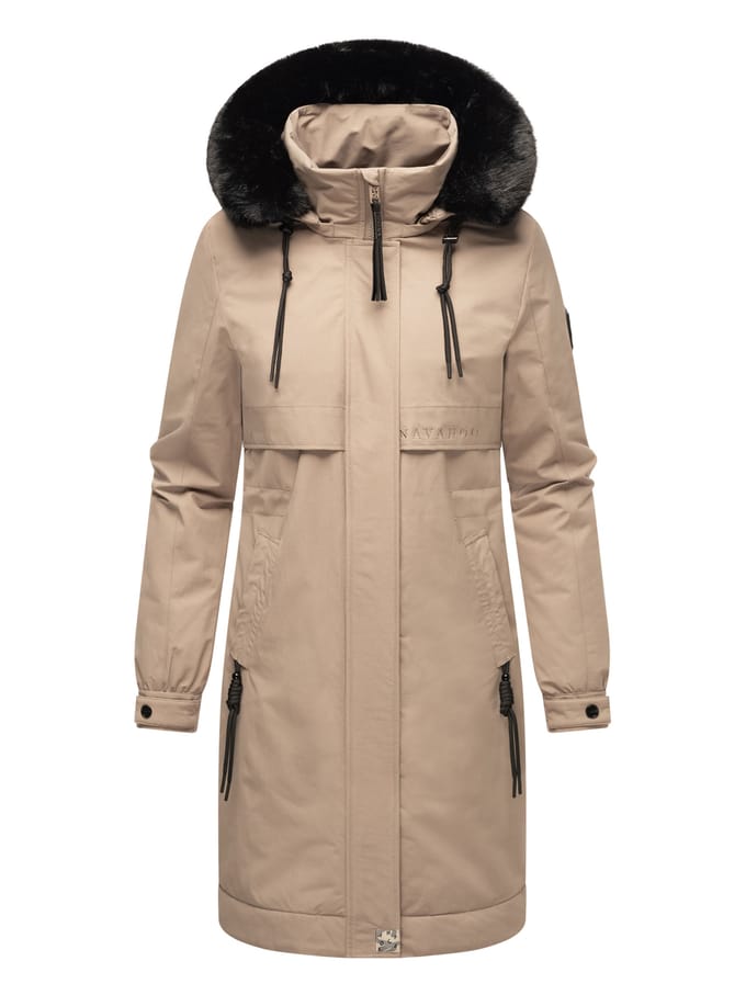 Navahoo Kaltwetterretter dames winterparka met imitatiebontkraag