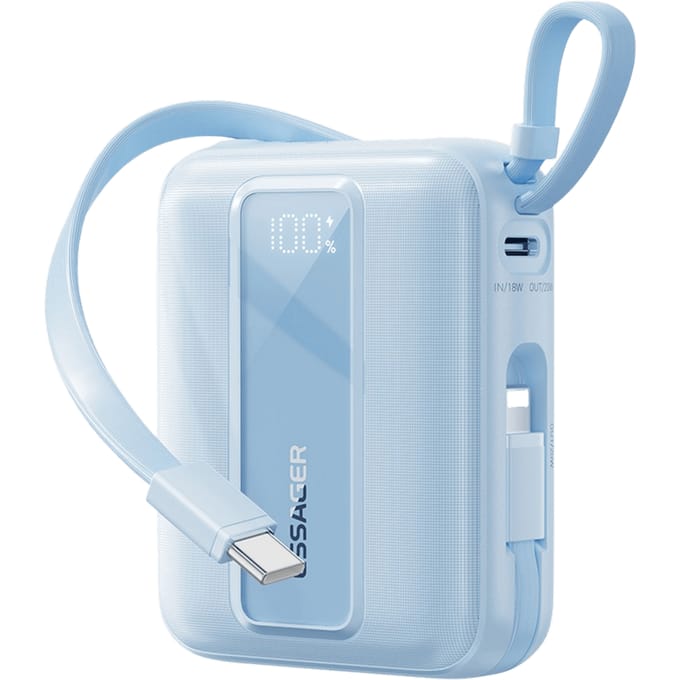 Essager Quick Charge Compact Powerbank met Kabels Blauw 20.000 mAh