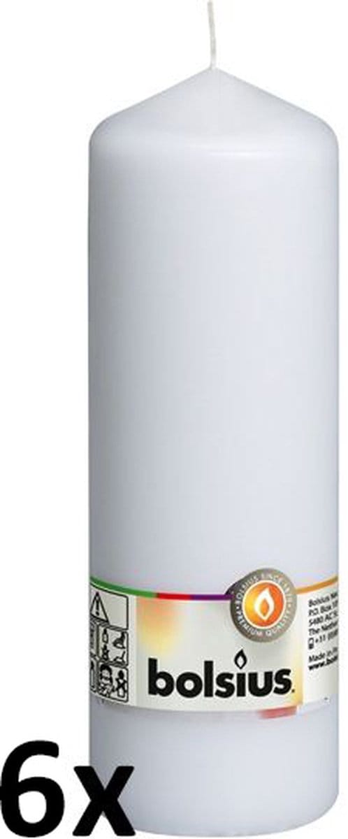 Bolsius - Stompkaarsen - 200/70 - Wit - 6 stuks