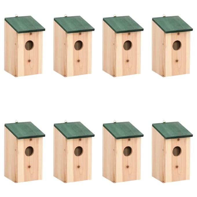 Vidaxl Maisons Pour Oiseaux, 8 Pcs, En Bois, 12 X 12 X 22 Cm