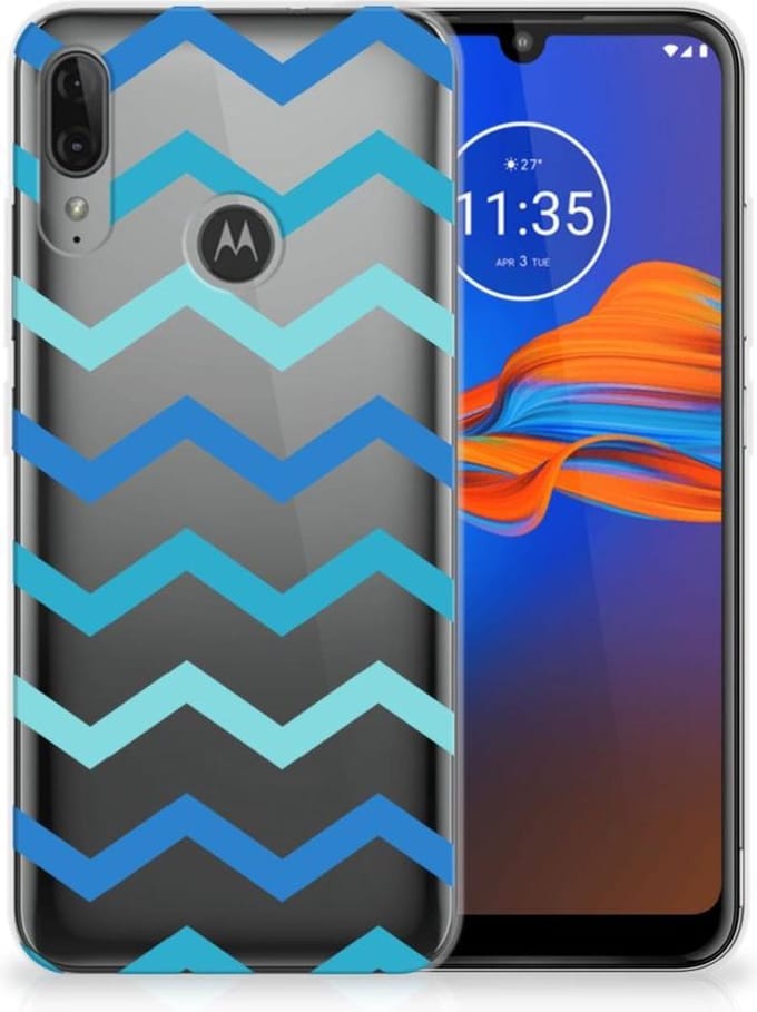 Motorola Moto E6 Plus TPU bumper Zigzag Blauw