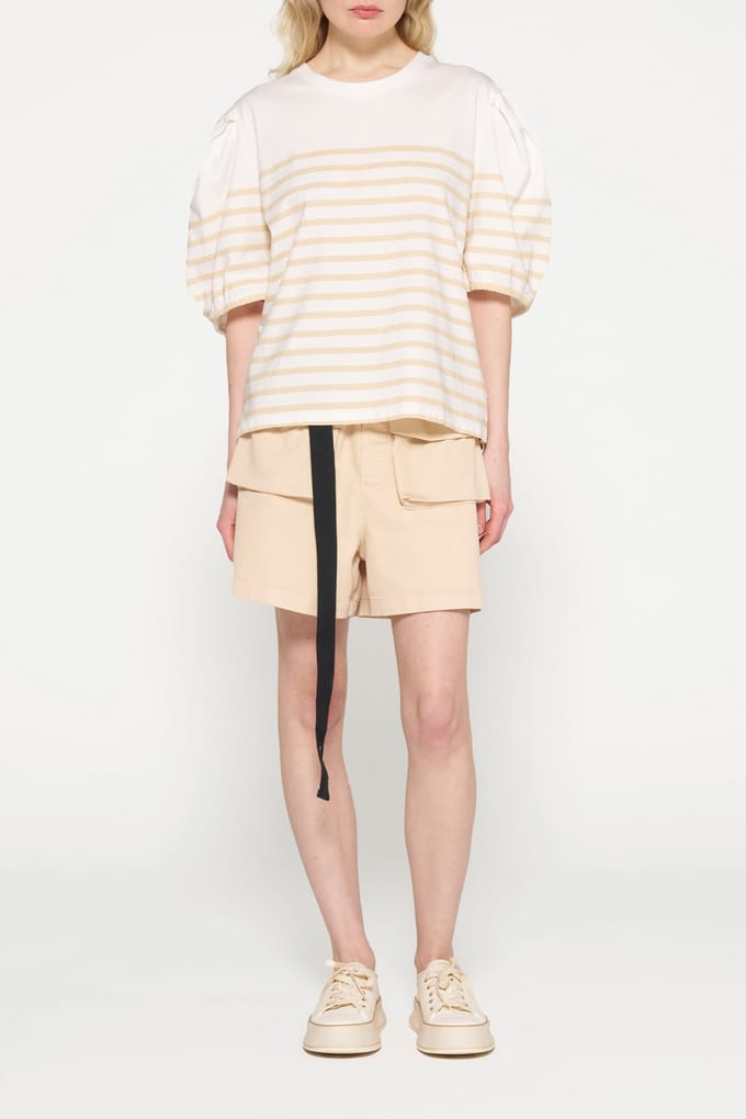 10DAYS Balloon Sleeve Tee Stripes Ecru/natural Maat: M | Tops Outlet | Dames | Ecru