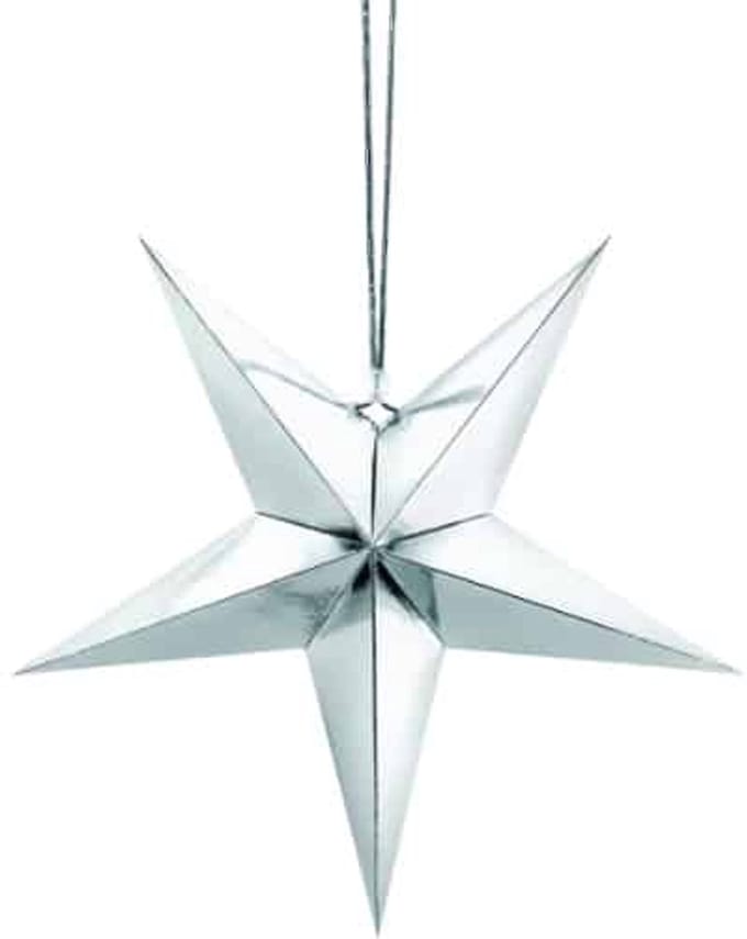 PartyDeco - Hanger Glimmende Ster Zilver (45 cm)