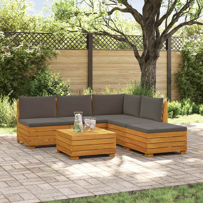 vidaXL - 6 - st - Buiten - bank - set - Massief - Acacia - Hout - Bruin