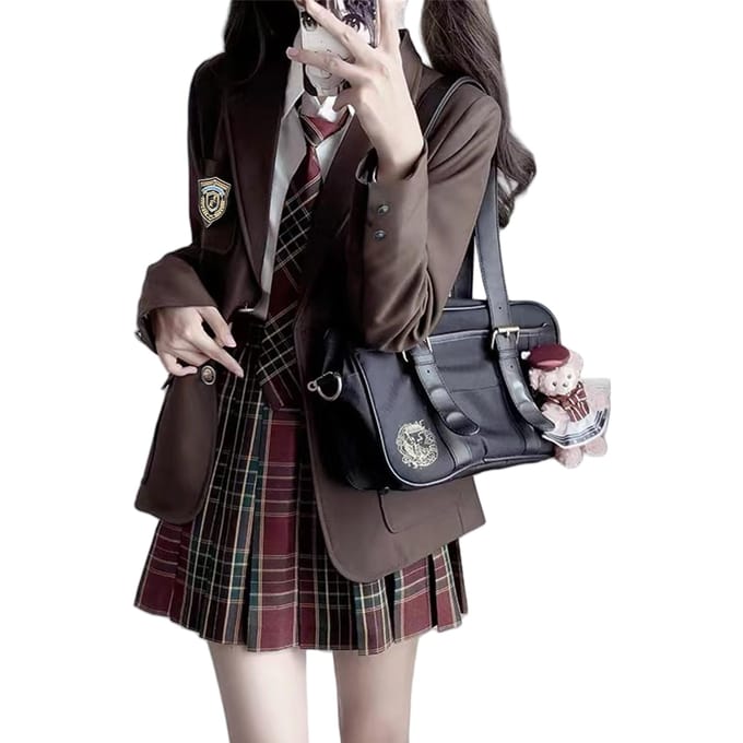 Ensemble Uniforme Scolaire Cosplay Fille Lycée JK Uniforme Lycée Assorti pour l'Entrée Taille S [KALAOK] - Uniforme, Uniforme, Costume, Ensemble Femme, marron