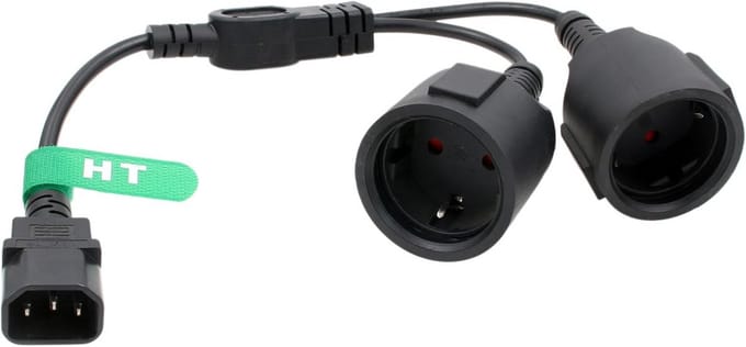 Y Splitter Verlengkabel IEC320 C14 naar 2x Euro Schuko 10A 24 inch