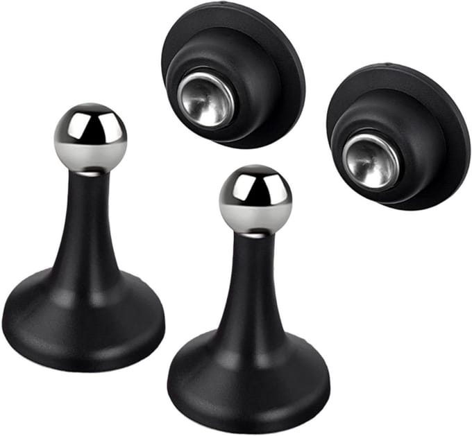 Magneet Deurstopper - Deurvanger Set - Deuren Open Houden - Schadevrije Montage - 9.5 cm - Grijs