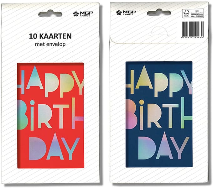 MGPcards - 20x dubbele wenskaart met witte envelop - Verjaardag - 11.5 x 17 cm