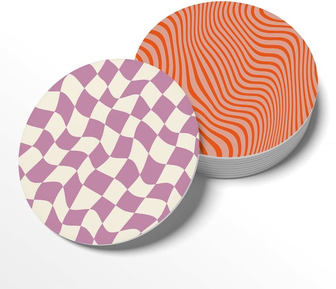 BONT | Onderzetters - 6 stuks - Swirl - Coasters - Rond - Kunst - Watervast - Interieurobject - 10cm - Kunststof