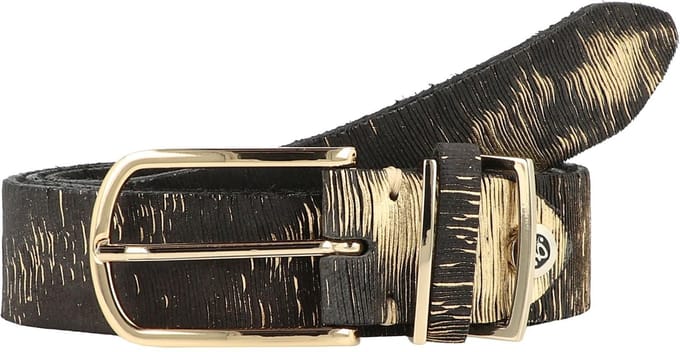 b.belt Riem Cuno Ledergürtel W100 Black / Gold Metallic Zwart Veelkleurig