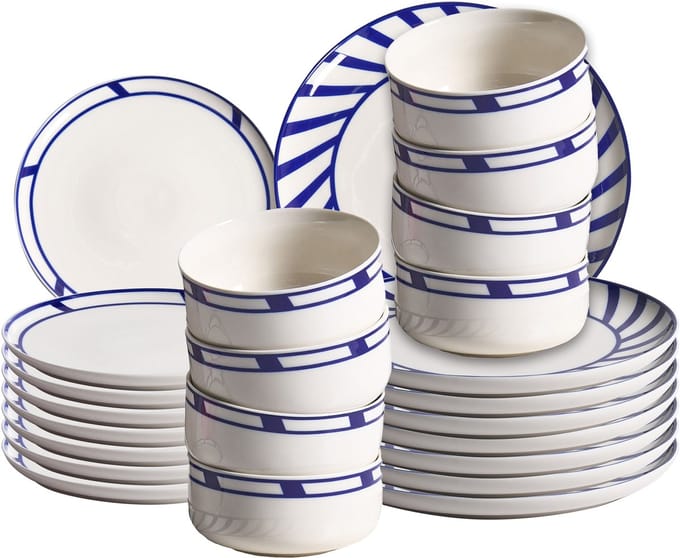 SHISO - Serviesset 24-delig - Wit/Blauw - Porselein
