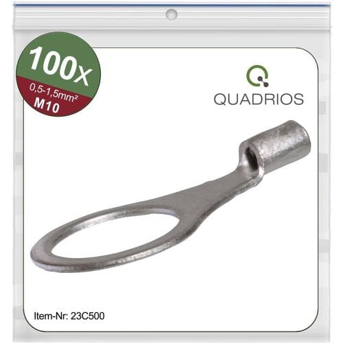 Quadrios 23C500 Ringkabelschoen Dwarsdoorsnede (max.): 1.5 mm² Schachtdiameter: 10.5 mm Ongeïsoleerd 100 stuk(s)