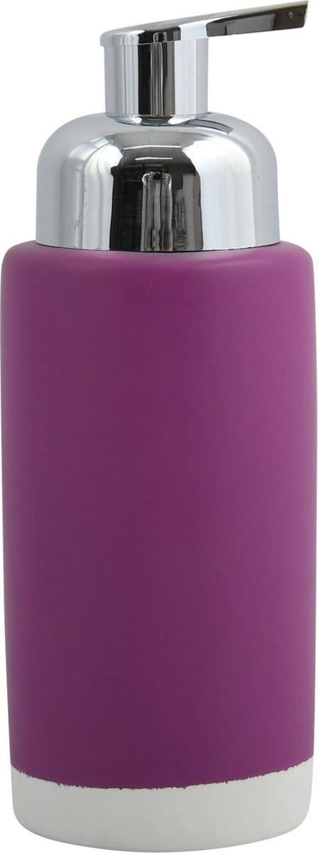 MSV Zeeppompje/dispenser Enzo - keramiek - paars/zilver - 6.5 x 18 cm - 275 ml